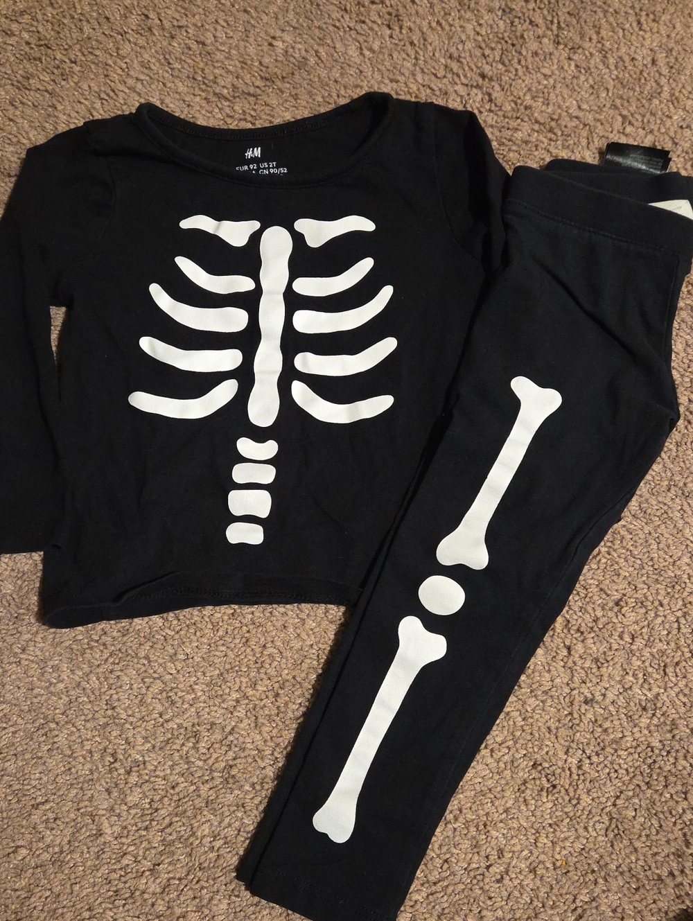 H&M Black & White Kids Skeleton Pajama Set